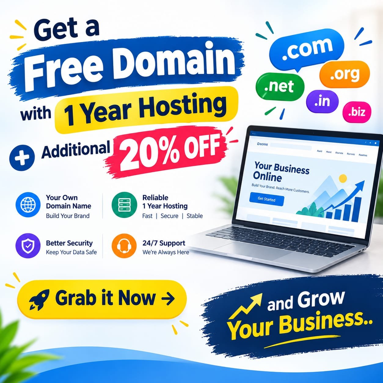 🚀 *GET A FREE DOMAIN + 1 YEAR HOSTING! 🌐 with 20% off - Web Hosting Providers in Bangalore